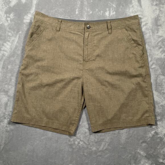 Prana Furrow Shorts Mens 38 Tan Hemp Blend Outdoor Hiking Casual Performance - Picture 1 of 9